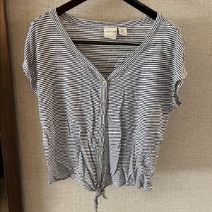 Rachel Zoe Black and White Striped Button-Down Shirt